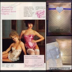 True Vintage VS Cream Lace-Top Thigh High Stockings Lingerie for Legs Hosiery